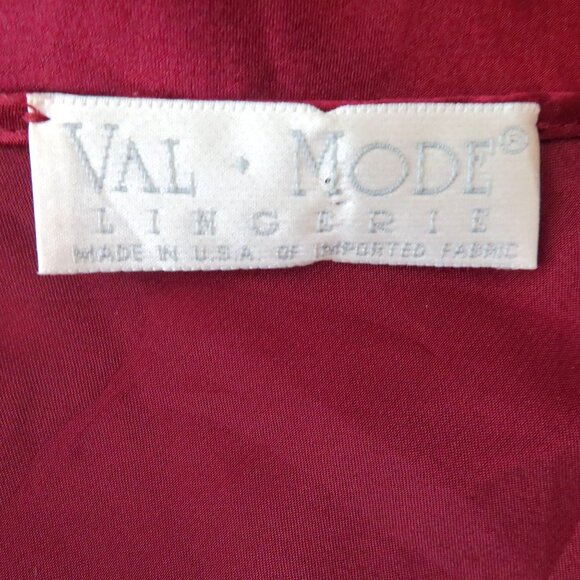 Vintage Val Mode Red Satin Slip Nightgown L Low Back Knee Length Lingerie - Picture 7 of 12